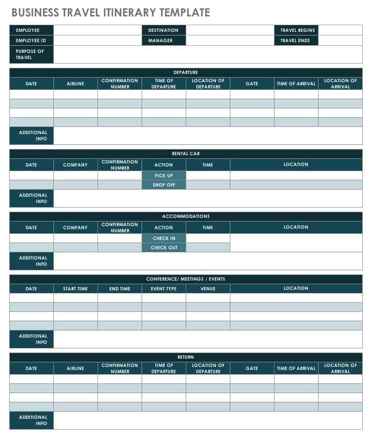 Business Travel Itinerary Template