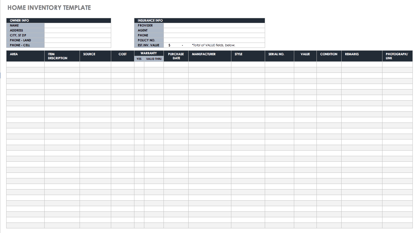 Home Inventory Template