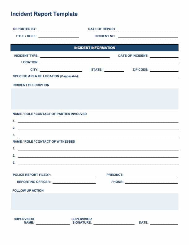 Incident Report Template