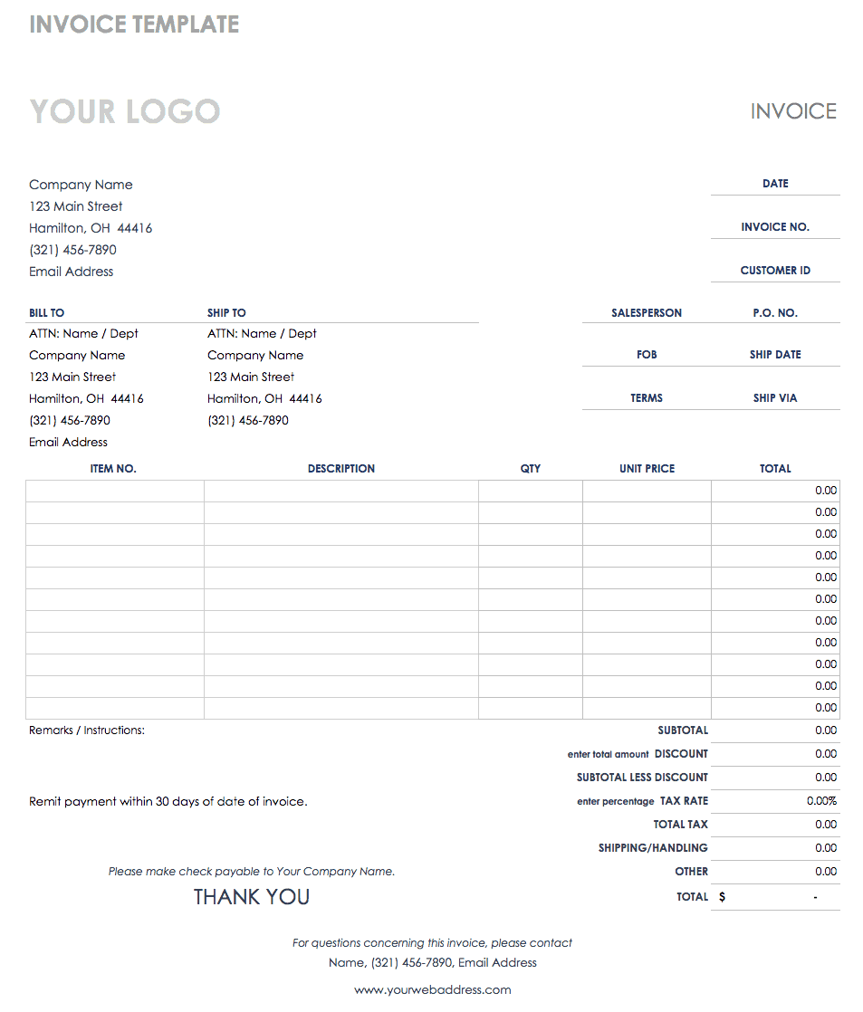 Invoice Template Google