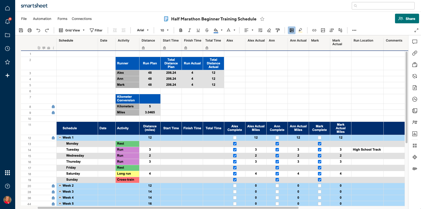 Marathon training plan schedule for all levels