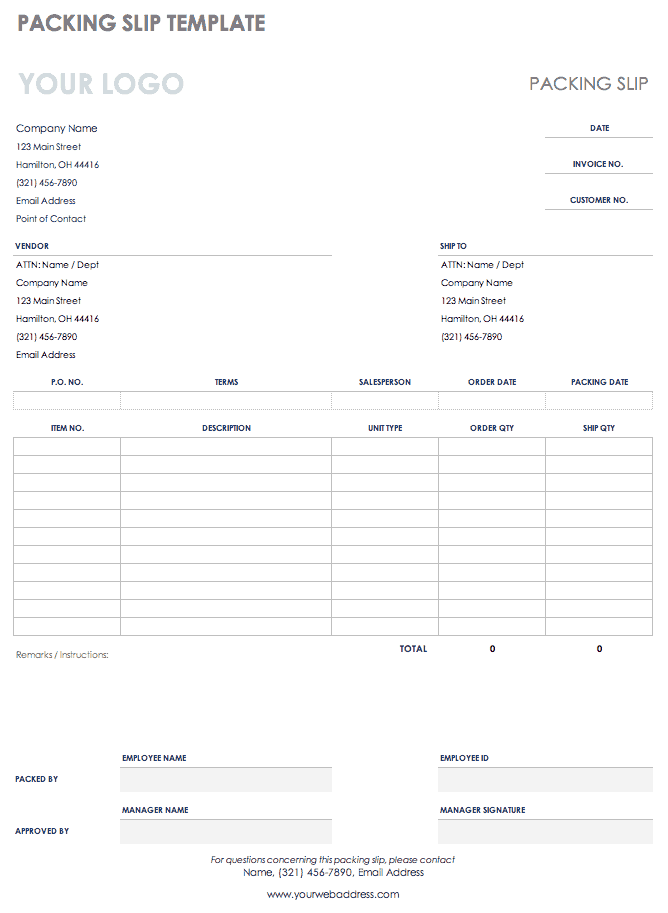 Packing Slip Template