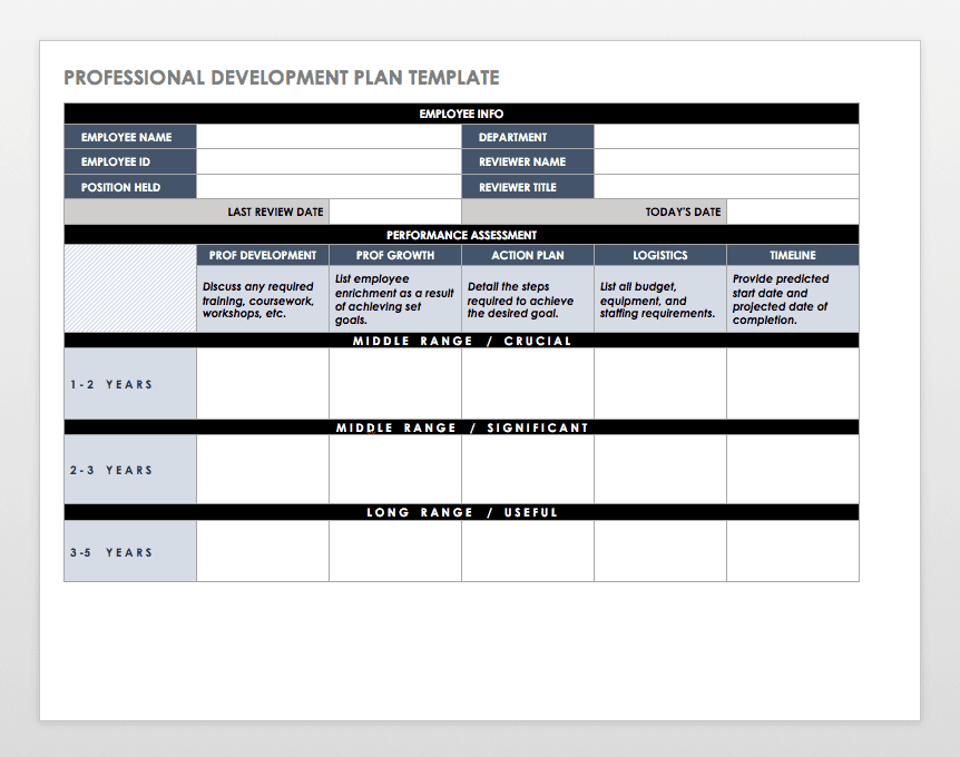 Professional Development Plan Template Word