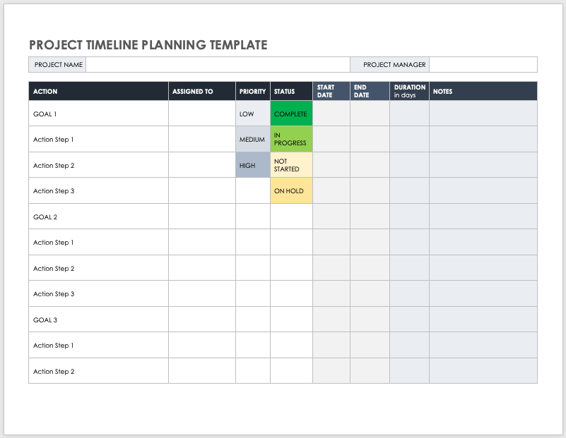 Project Timeline Planning Template