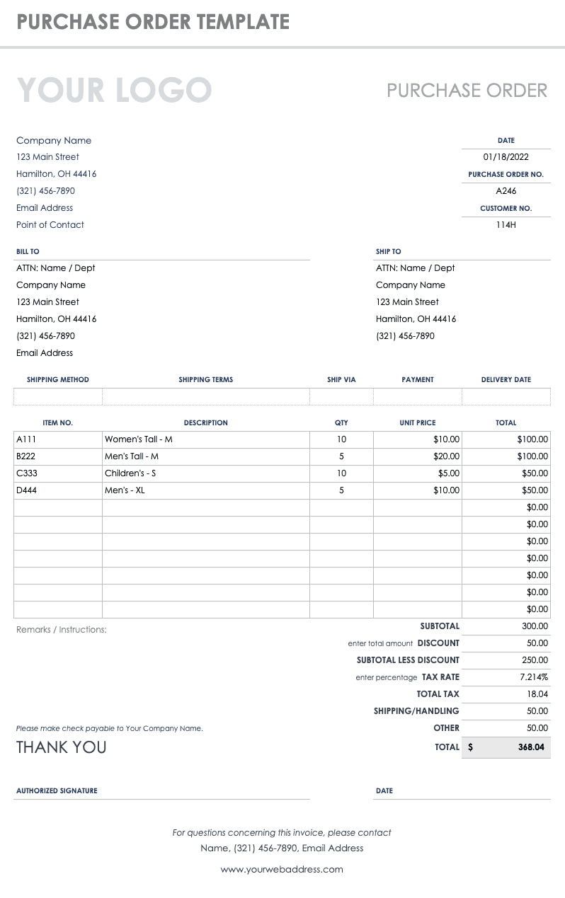 Purchase Order Template 