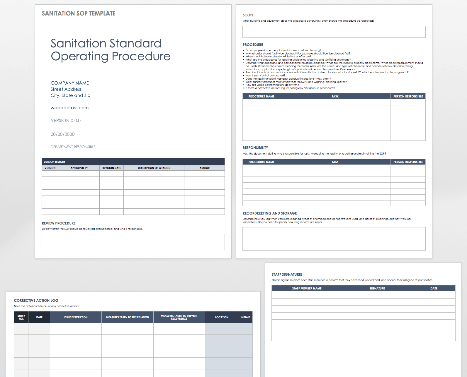 Sanitation Standard Operating Procedure Template