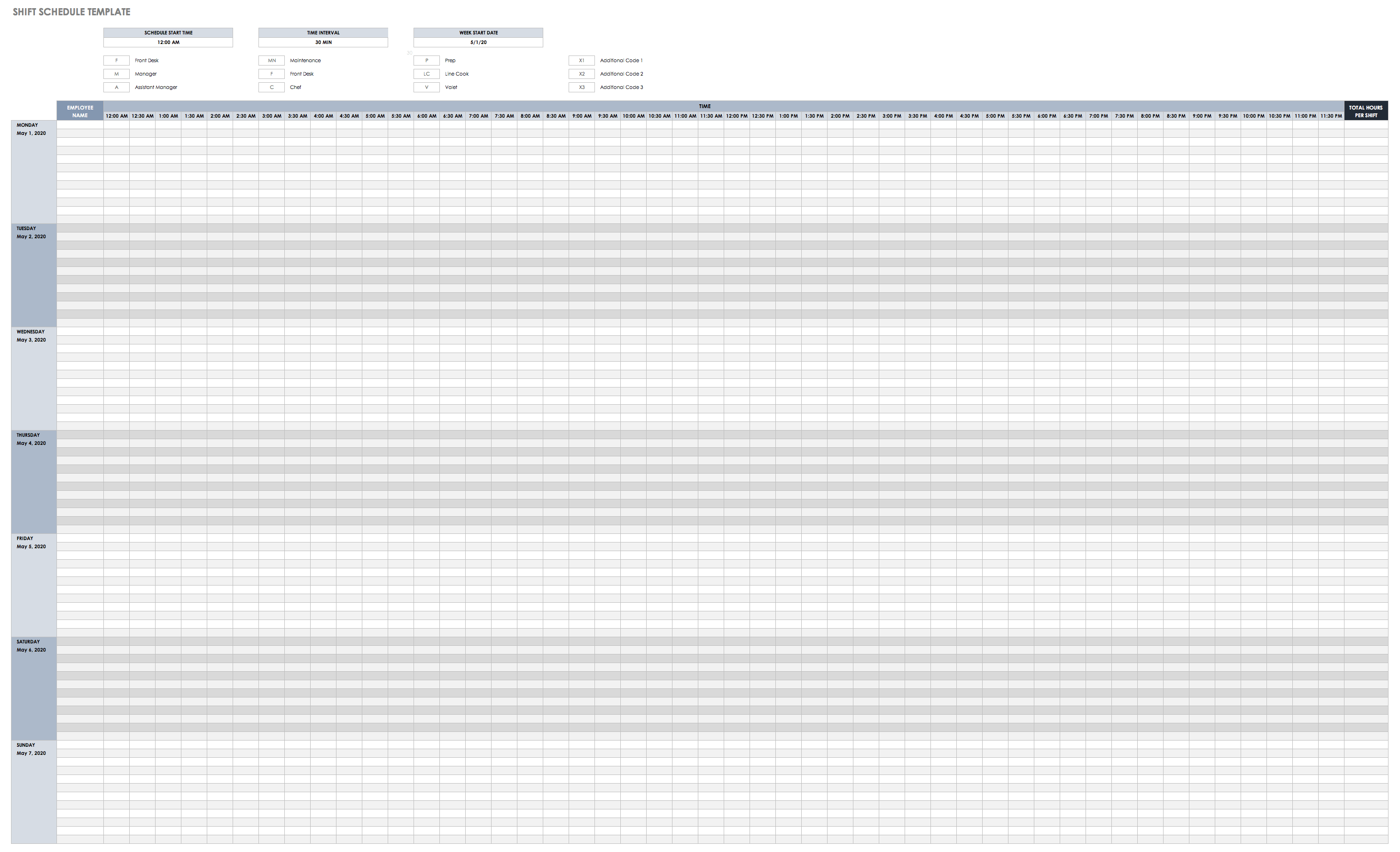 Shift Schedule Template