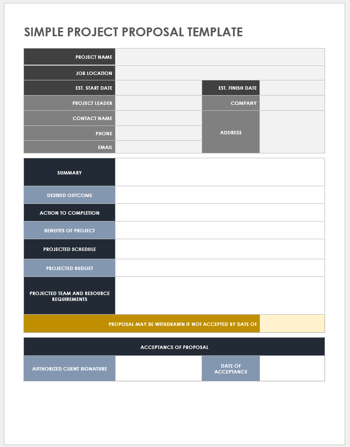 Simple Project Proposal Template