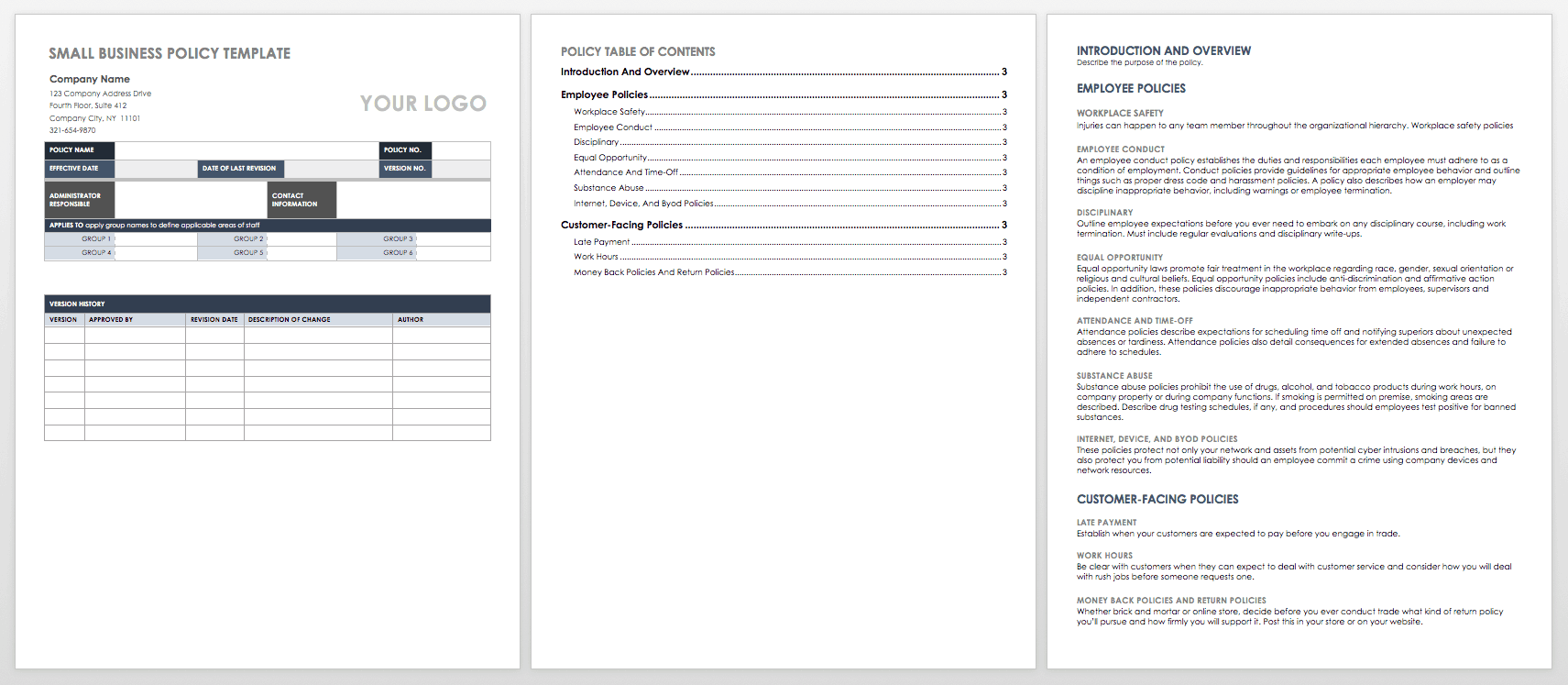 Small Business Policy Template