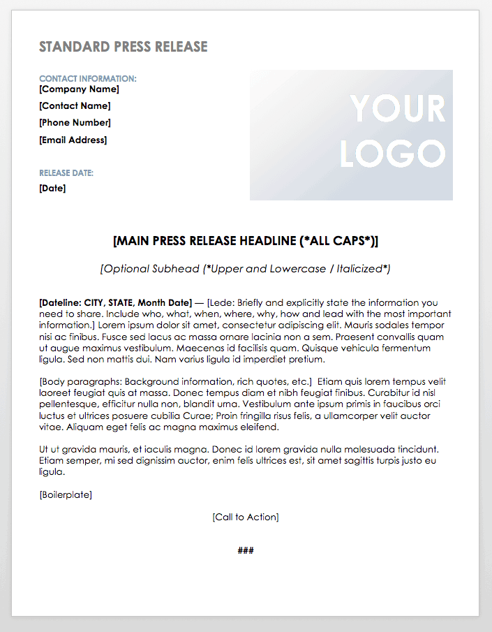 Standard Press Release 