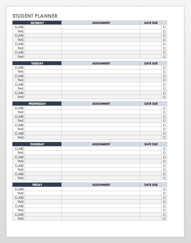 Student Planner Template