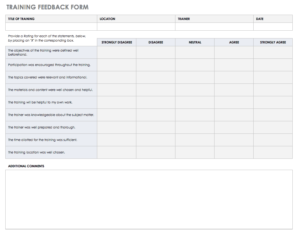 Training Feedback Form Template