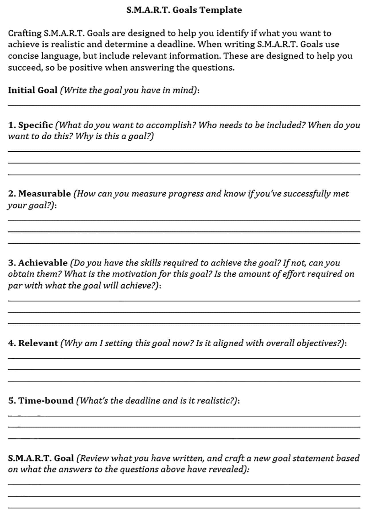 S.M.A.R.T Goals Template