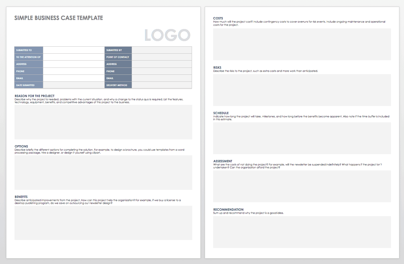 Simple Business Case Template