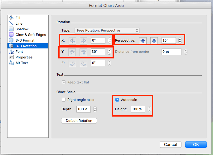 excel pie charts 3d pie chart rotation options examples and samples